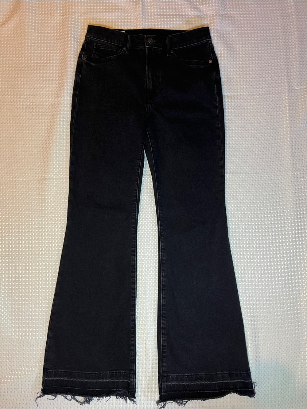 GAP Black High-Rise Flare Jeans with Raw Hem